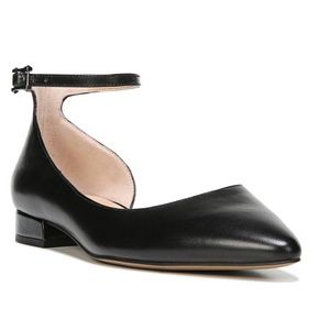 NEW Franco Sarto Slide Leather d'Orsay Flat Black